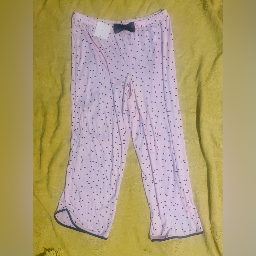 NWT KATE SPADE 2pc Soft Pink w/ Black Polka Dot Pajama Set - Picture 8 of 10